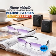 Rimless Foldable Bifocal Adaptive Power Reading Glasses Buy 1 Get 1 Free (2FBORG3)
